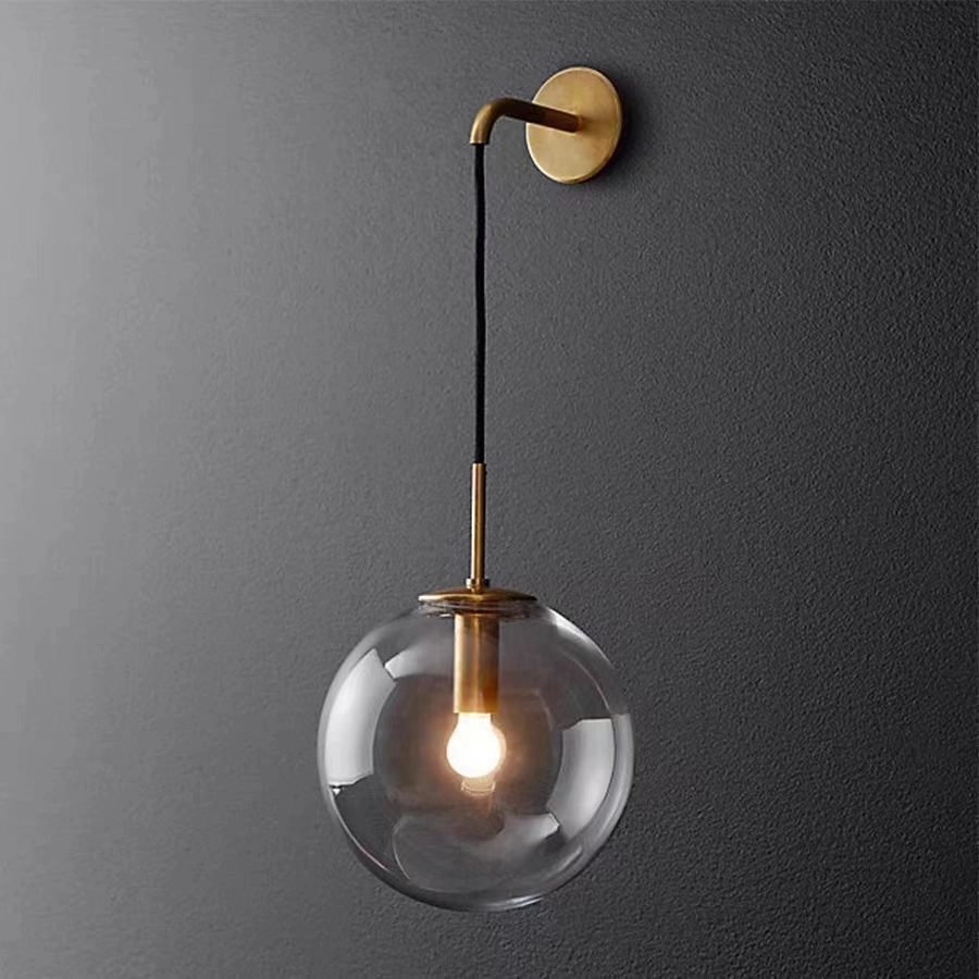 Post-Modern American Simple Retro Glass Ball Brass Gold LED Chandelier