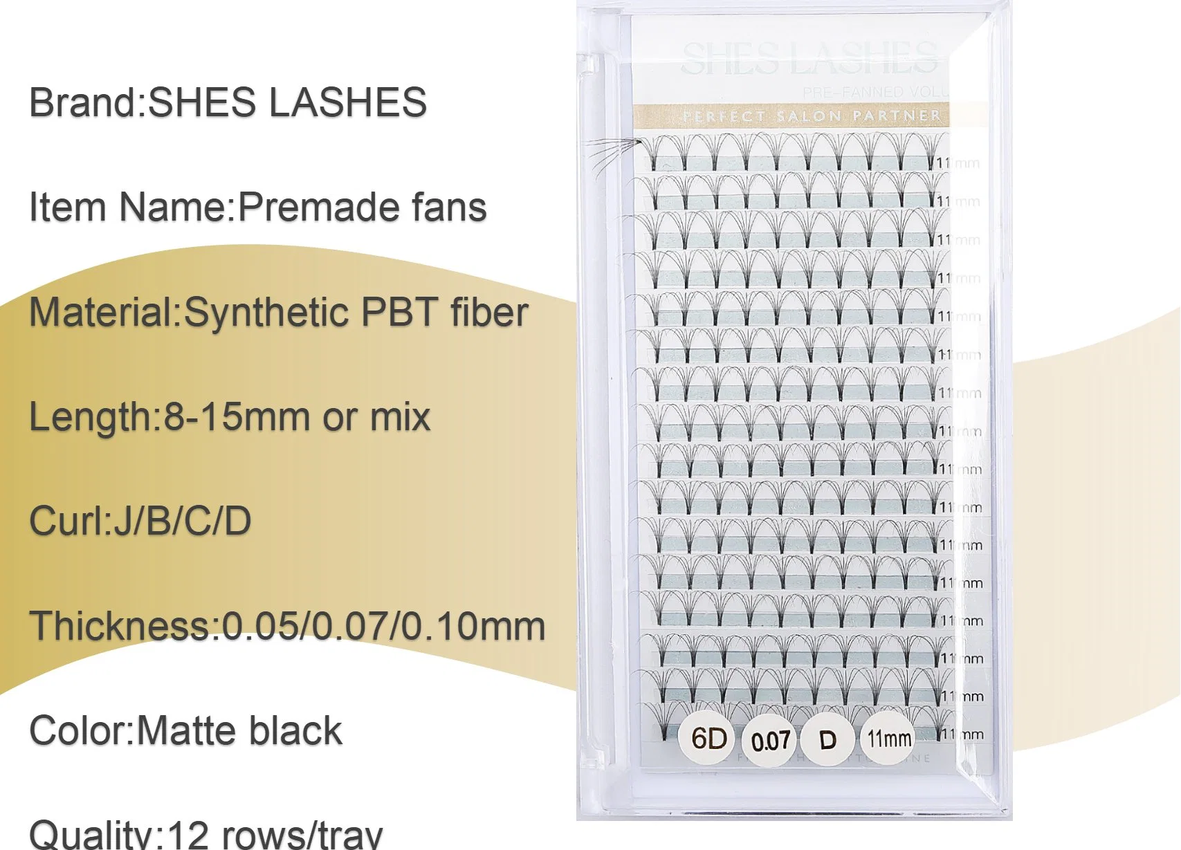 Coréen Silk Volume Eyelash Extensions 0.05 0.07mm Lashes 3D-10d prébronzées J B C D Curl Volume cils long Sharp Pointy Ventilateurs préfabriqués