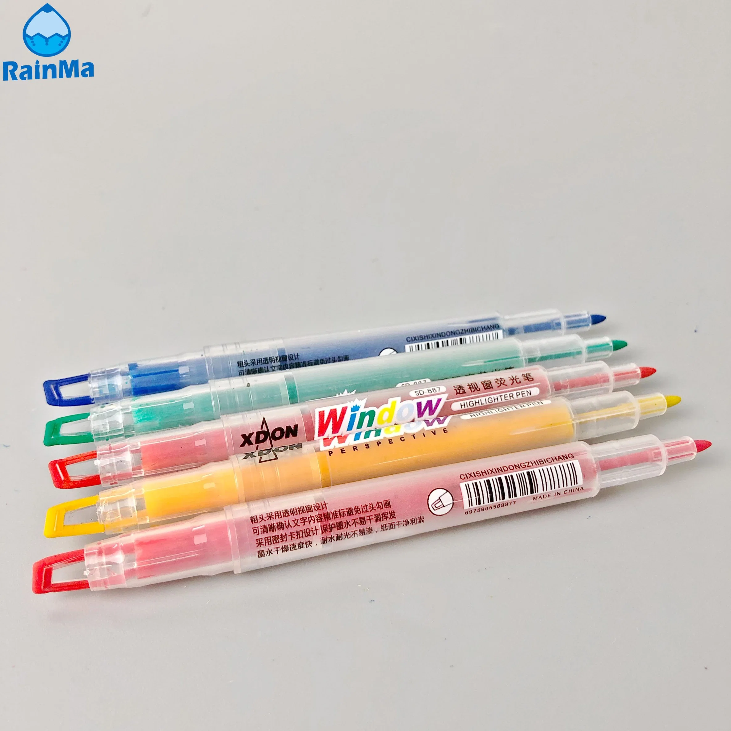 13.5cm 5 Color Perspective Window Double-Headed Highlighter Markers with Candy Color