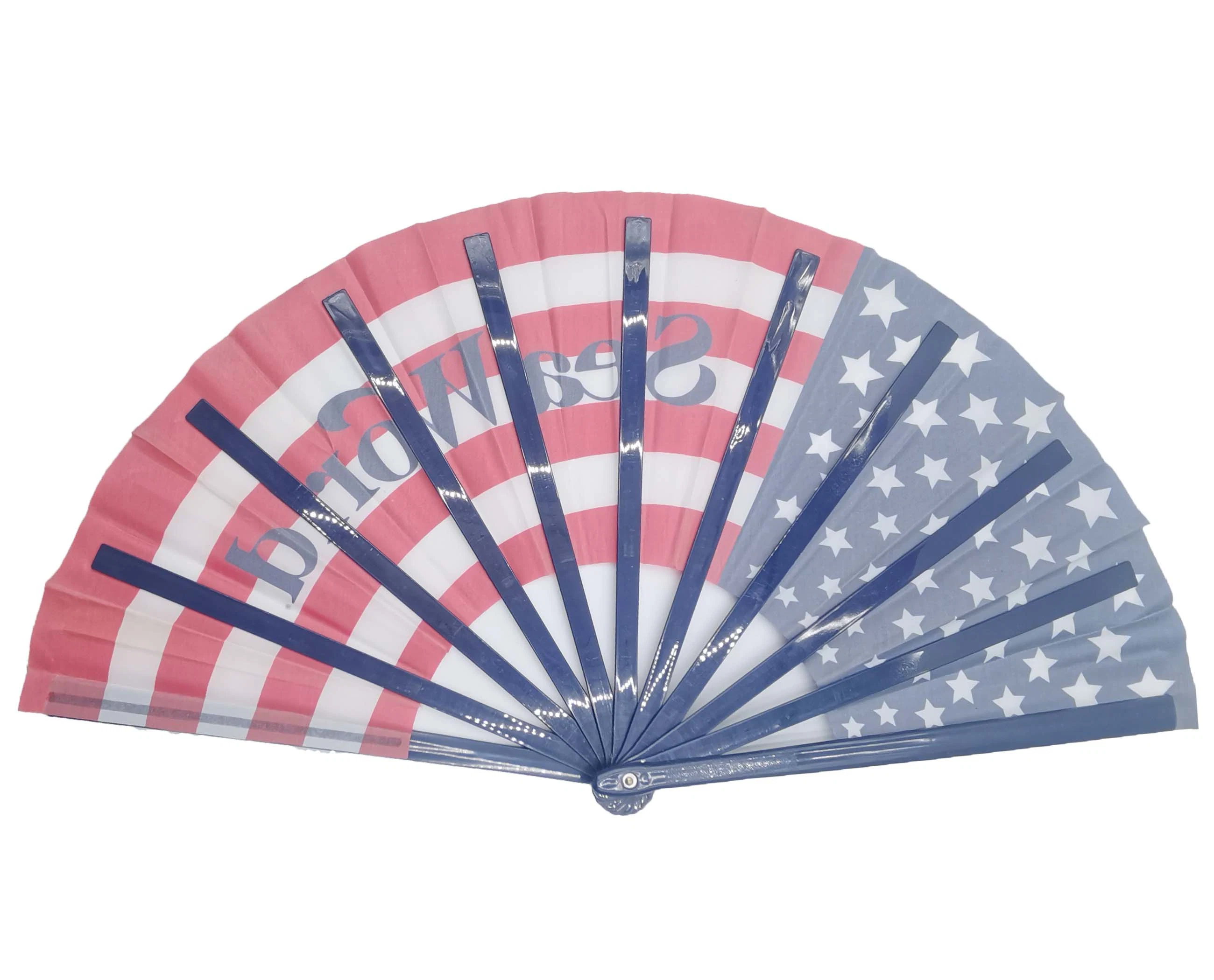 Factory Supply Custom Large Kongfu Hand Fans Party Printed Folding Fan with Stain Fabric