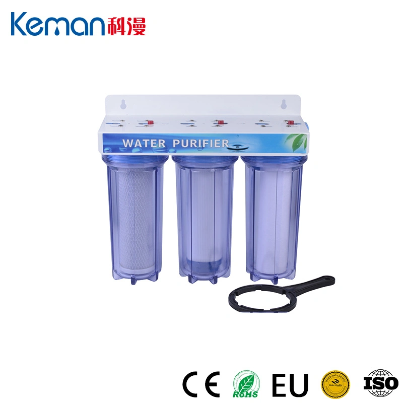 3 Stage Household 10" Clear Housing Water Filter with Steel Bracket