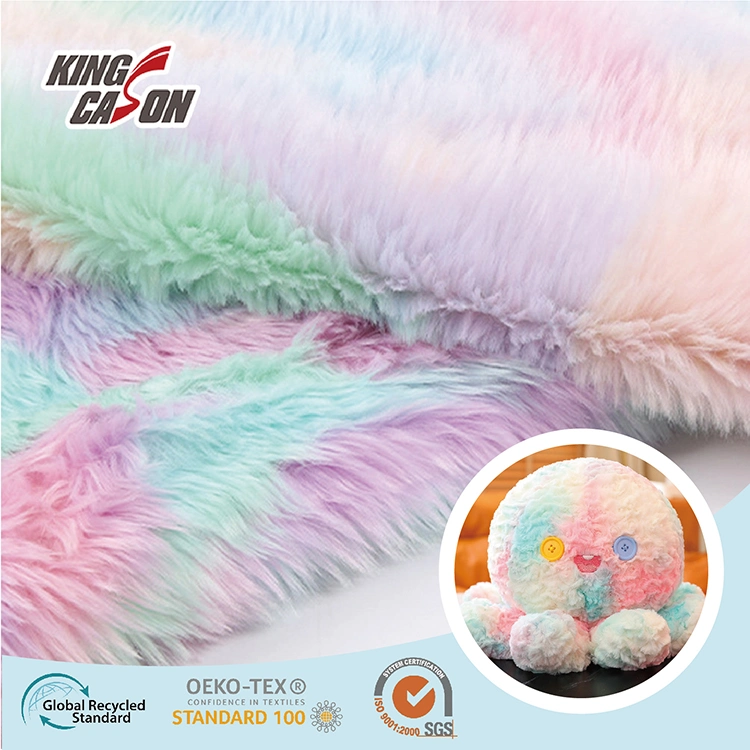 Kingcason Poly New Fashion Tie Dyeing Fantastic PV Fleece Fabric Fake Fur Fabric for Blanket Toy