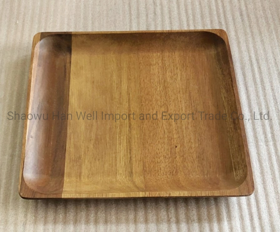 Round Customizable Natural Acacia Dinner Tray for Party