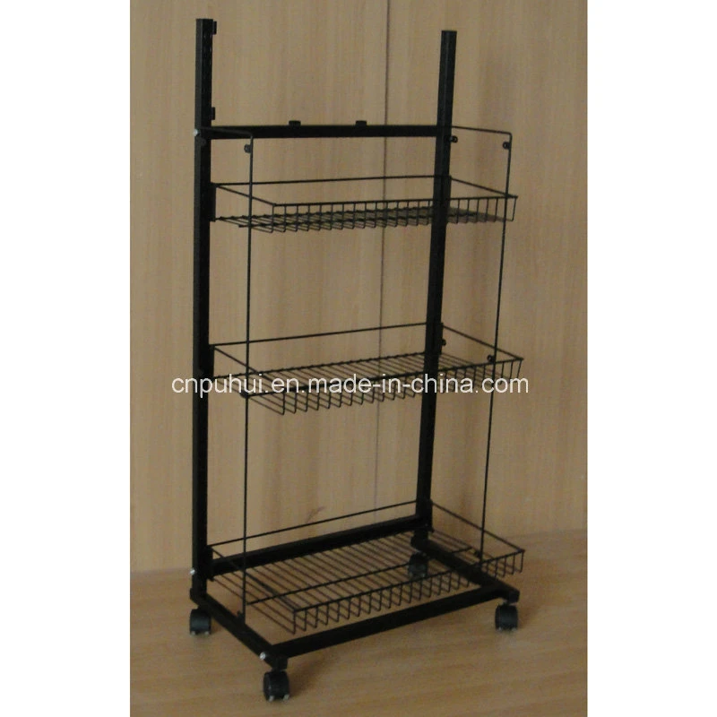 3 Tier Adjustable Retail Display Iron Wire Basket Shelf (PHY347)