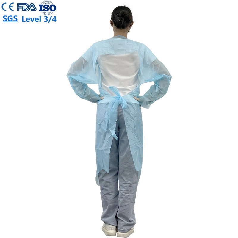 Factory Price En13795 Disposable Blue CPE Surgical Gown