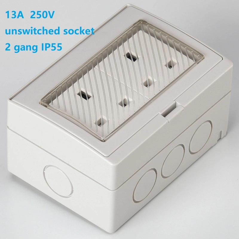 IP55 Weatherproof Socket Outlet 13A Double Unswitched with Shutter