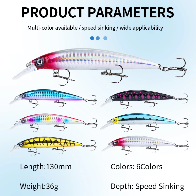 2023 New 130mm 36g 3D Sinking Heavy Wobbler Hard Minnow Fish Lure