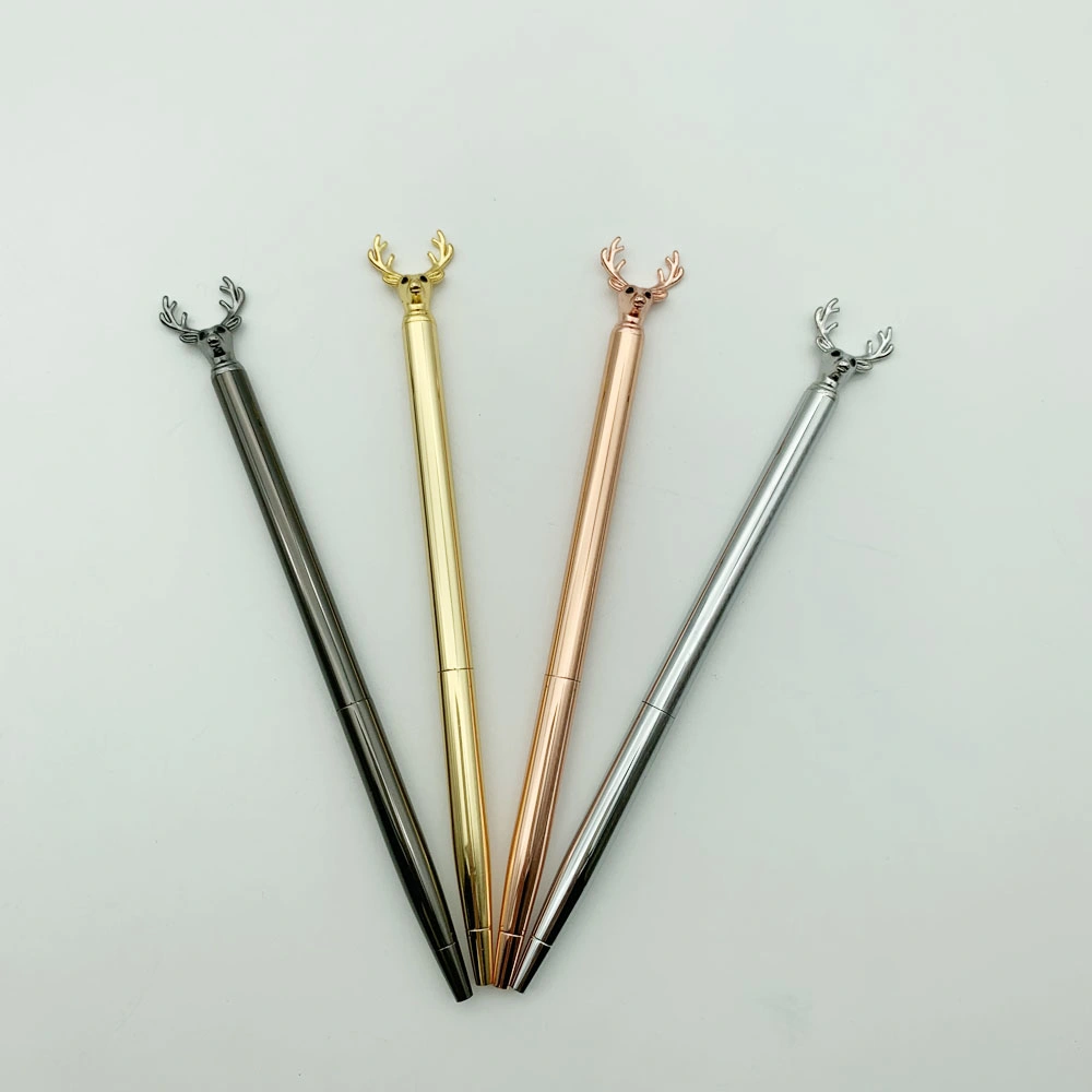 Custom /Wholesales Promotion Pens Metal Deer Shape Cover Ballpoint Pens Gold/Rose Gold Decorative Pens