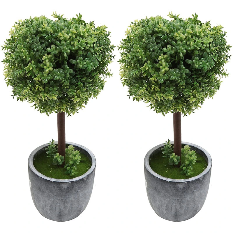 5' Artificial Boxwood Topiary Ball Tree in Pot for Indoor Home Decor (Set of 2) Plant