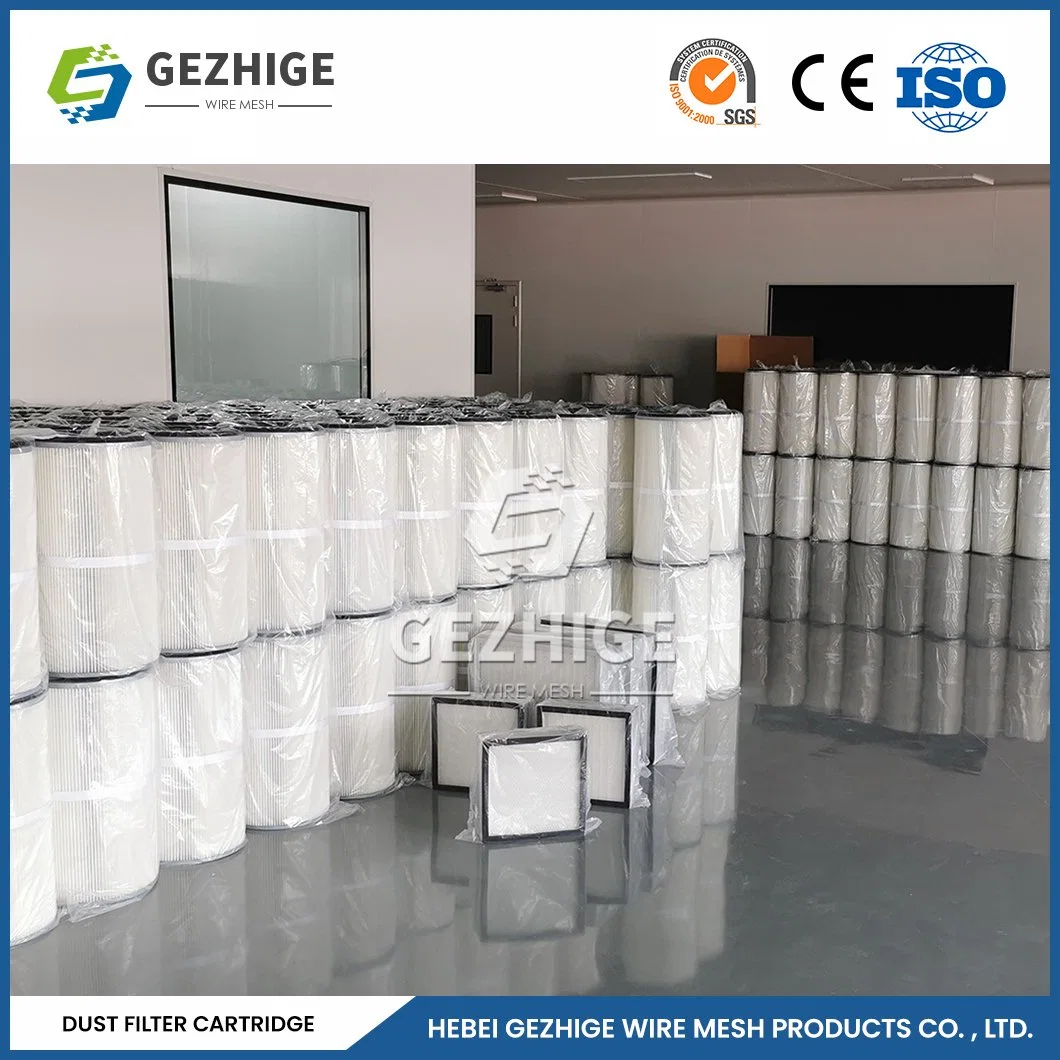 Gezhige Wasser Prozess Filter Patrone Großhändler 1000PA 1500PA Winddruck PE Staub Luftfilter Patrone China Clamp Anschluss Micro Staub Filterpatronen