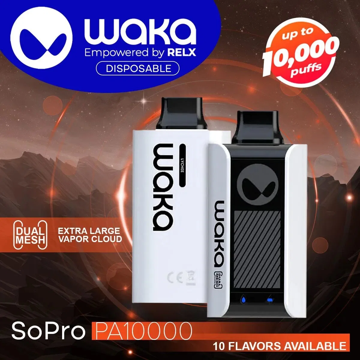 Одноразовый карандаш VAPES Relx Waka Vape модный E сигаретный сопрат PA10000 puffs Pen Hookah оптом I Vape