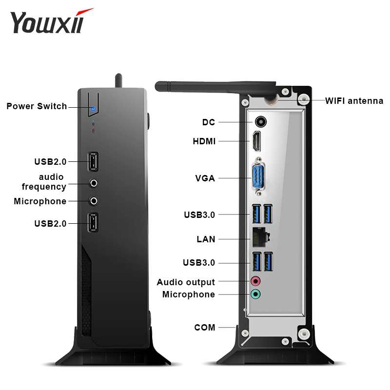 Yowxii Red de Computadoras Core I3 I5 I7 Mini PC Mini Box Soporte 4K Linux Computadora de Escritorio de Oficina