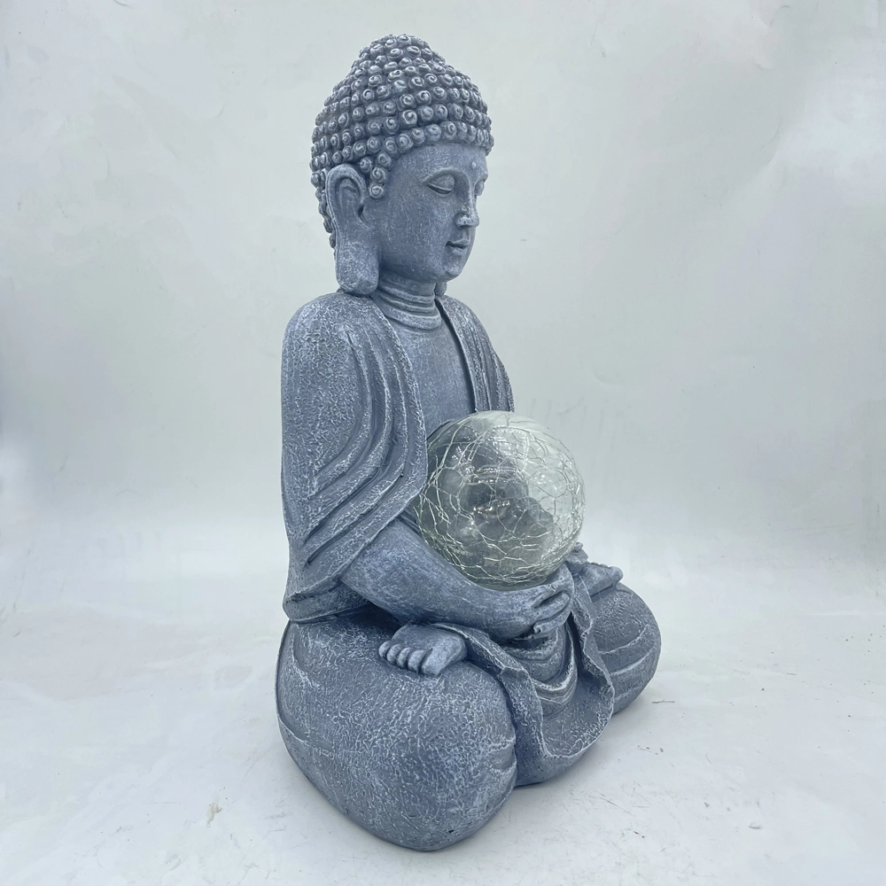 Newly Designed Garden Courtyard Home Ornament Solar Buddha with LED Lighting