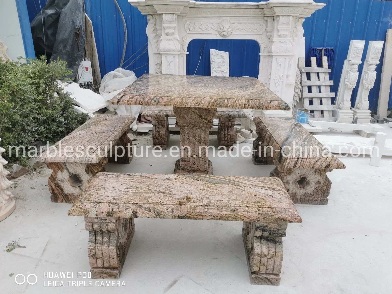 Hand Carved Granite Bench Table Sculpture Garden Decorarte (SY-GB025)