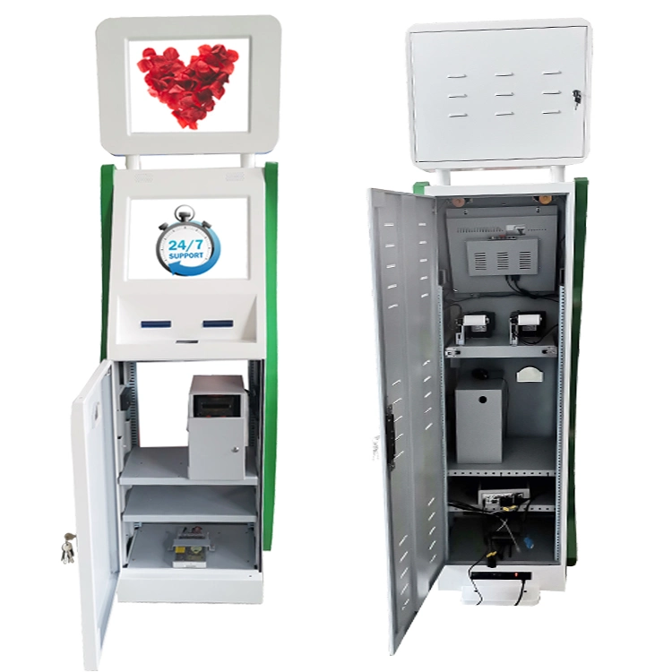 Free Standing Self Service Dual Touch Screen Payment Kiosk with Printer Thermal