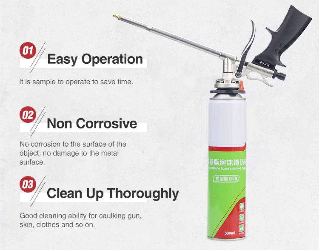 600ml Liquid Multipurpose Construction Polyurethane Gun Type PU Foam Sealant Clean Spray Foam Cleaner