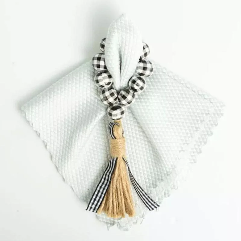 DIY Creative Hand String Wooden Bead Tassel String 6 Piece Set Hemp Rope Tassel Home Decoration Pendant