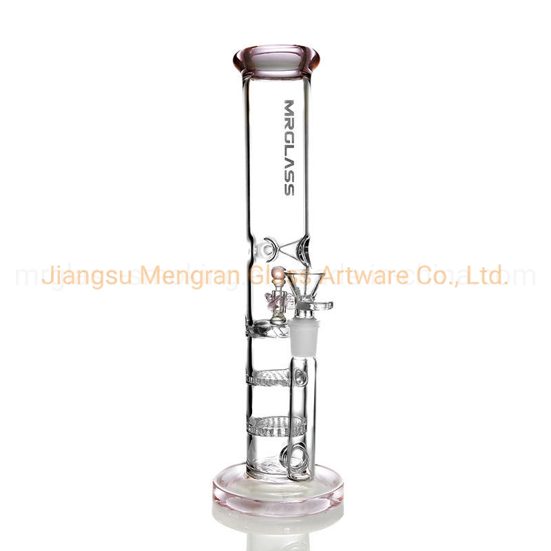 Handmade Glass Hookah Glass Water Pipe Three Leaf Wind Car and Double Honeycomb Straight Smoking Pipe