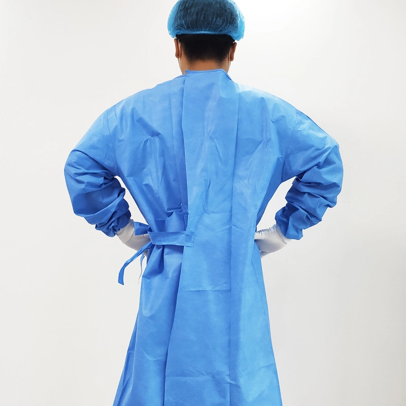 Uniforme descartável azul de enfermeira ou médico em não tecido SMS.