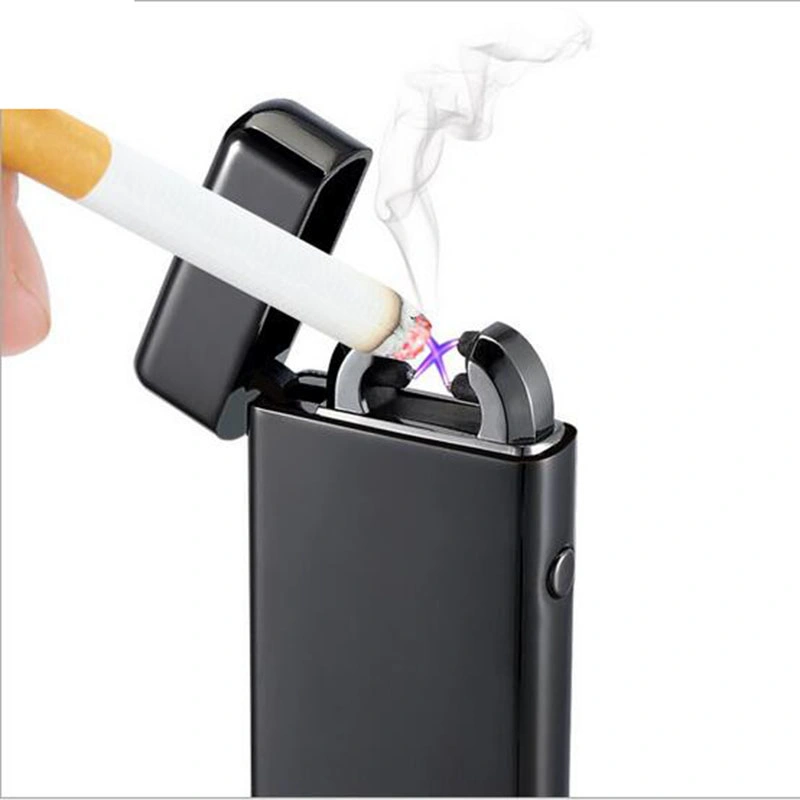 High Class Metal Electronic Rechargeable Lighter, Flameless Plasma Cigar Lighter, Double Arc USB Lighter for Men