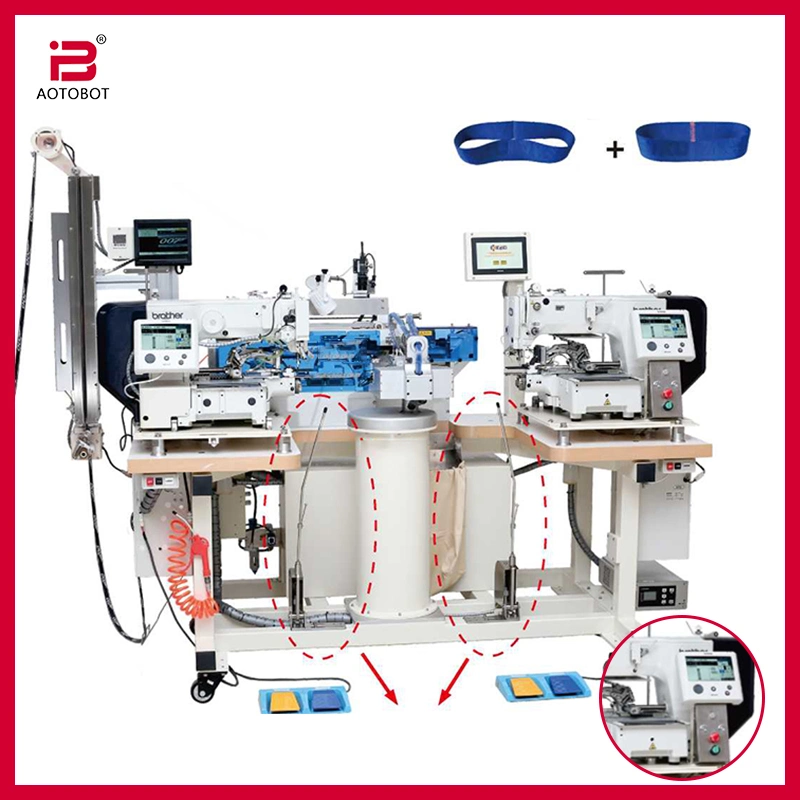 Máquina de costura de doble cabeza de robot de unión de banda elástica de alta productividad