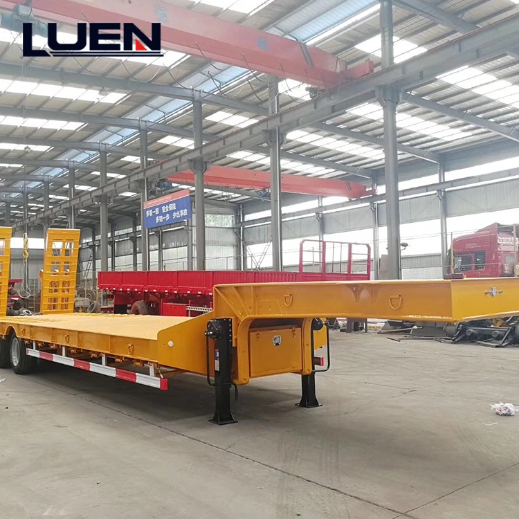 Luen 4 Axle Heavy Duty Excavator Transport Low Bed Semi Trailer on Sale