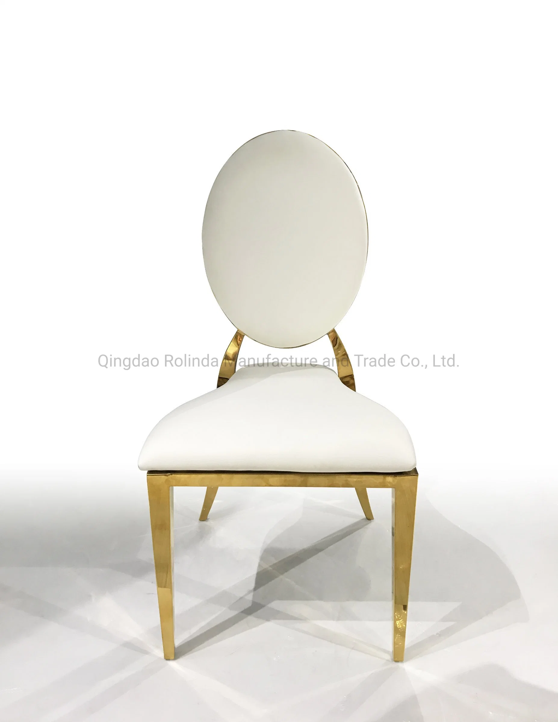 Wholesale Popular Wedding Event Party Stacked Gold Stainless Steel Oval Round Back Dining Chair