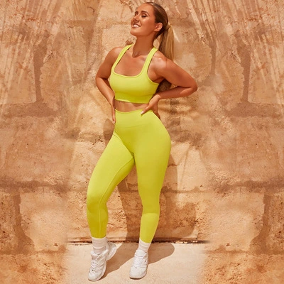 Women Clothing 2 PCS Yoga Sports Suit High Waist Sports Wear