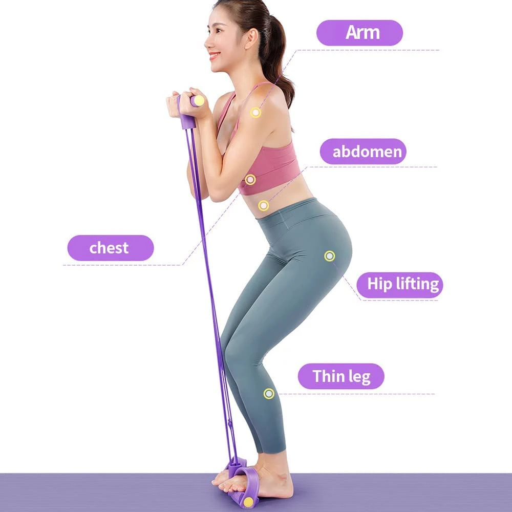 6-Tubo elástico Extractor de pedal de Yoga de la banda de látex natural de la Resistencia, la tensión de la cuerda, para el abdomen y cintura/Estiramiento de la pierna/brazo de la formación de adelgazamiento