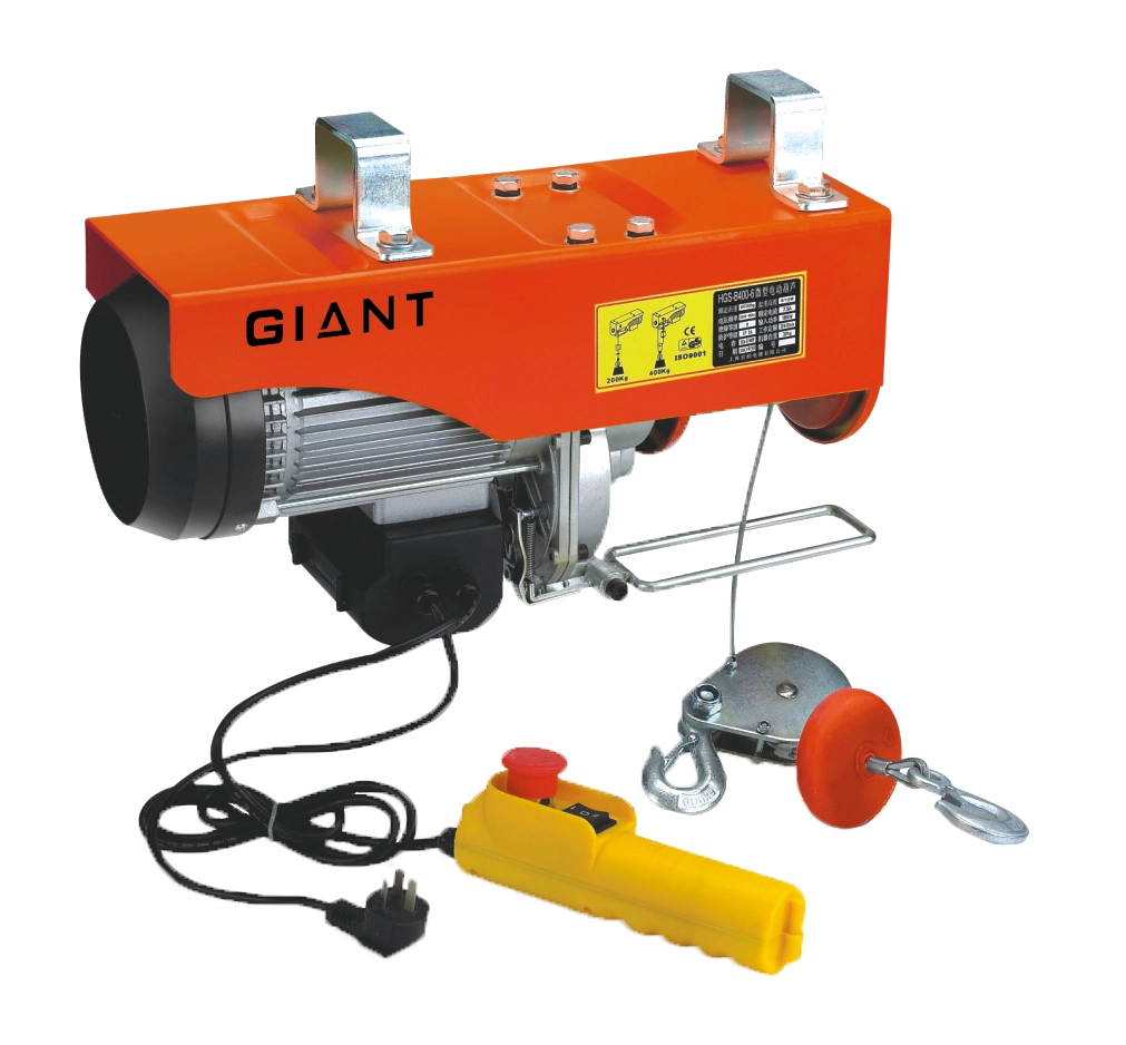 Best Sell 100kgs-990kgs Mini Electric Hoist/Wire Rope Winch/Electric Wire Rope Block with Single/Double Hook Optional Electric Trolley (HGS)