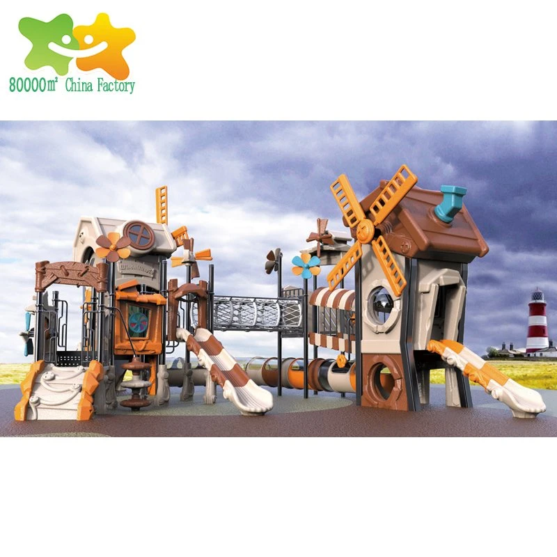 2018 Windmühle Welt Neueste Design Kinder Outdoor Spielplatz Ausrüstung Kunststoff Rutsche für Kinder