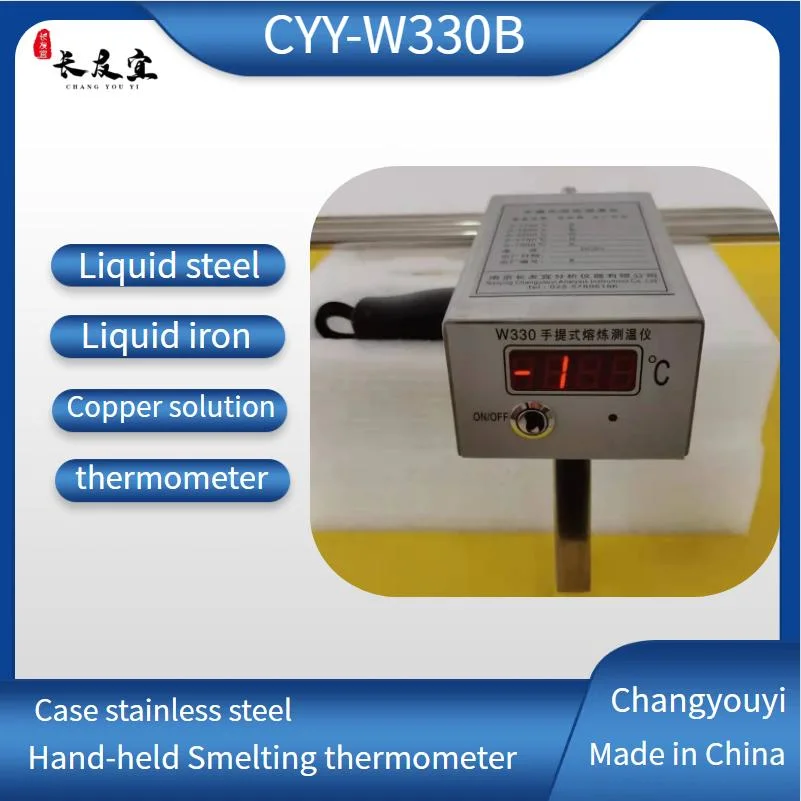 Stainless Steel Hand-Held Liquid Iron Thermometer for Measuring Molten Metal Temperature