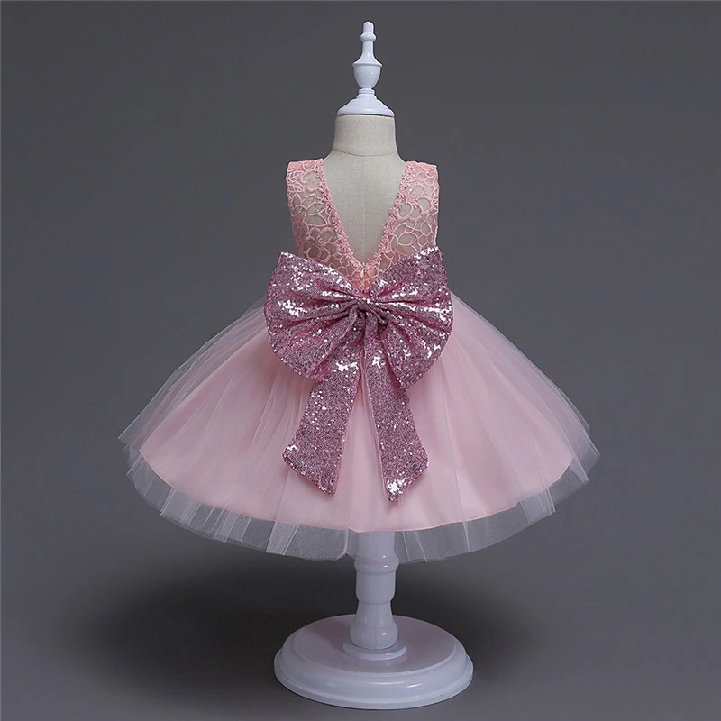 Baby Girl Birthday Dress Sequined Big Bow Dress