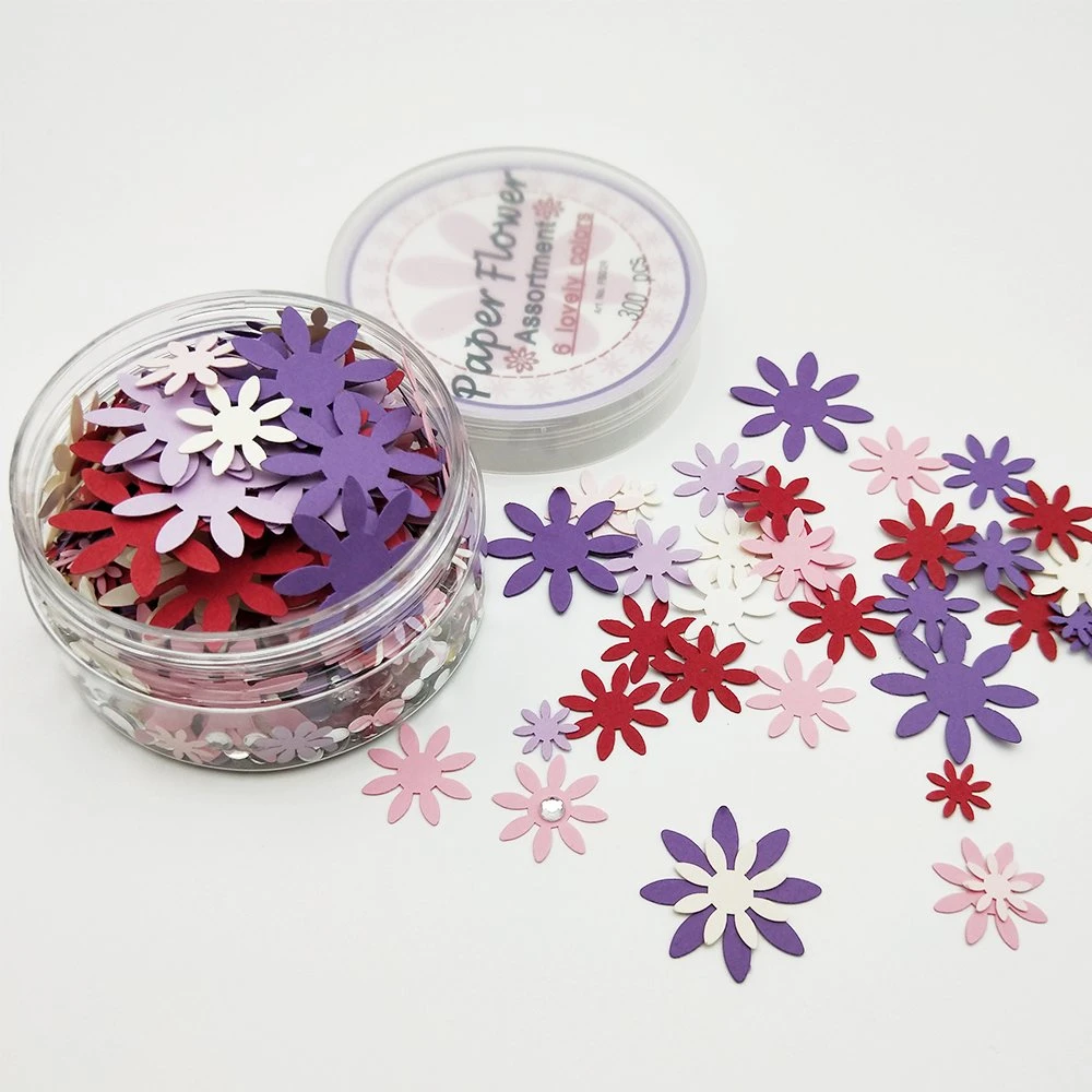 300PCS Red Purple Love Colors Mini Paper Flower Assorted Box for Card Making (FBO02R)