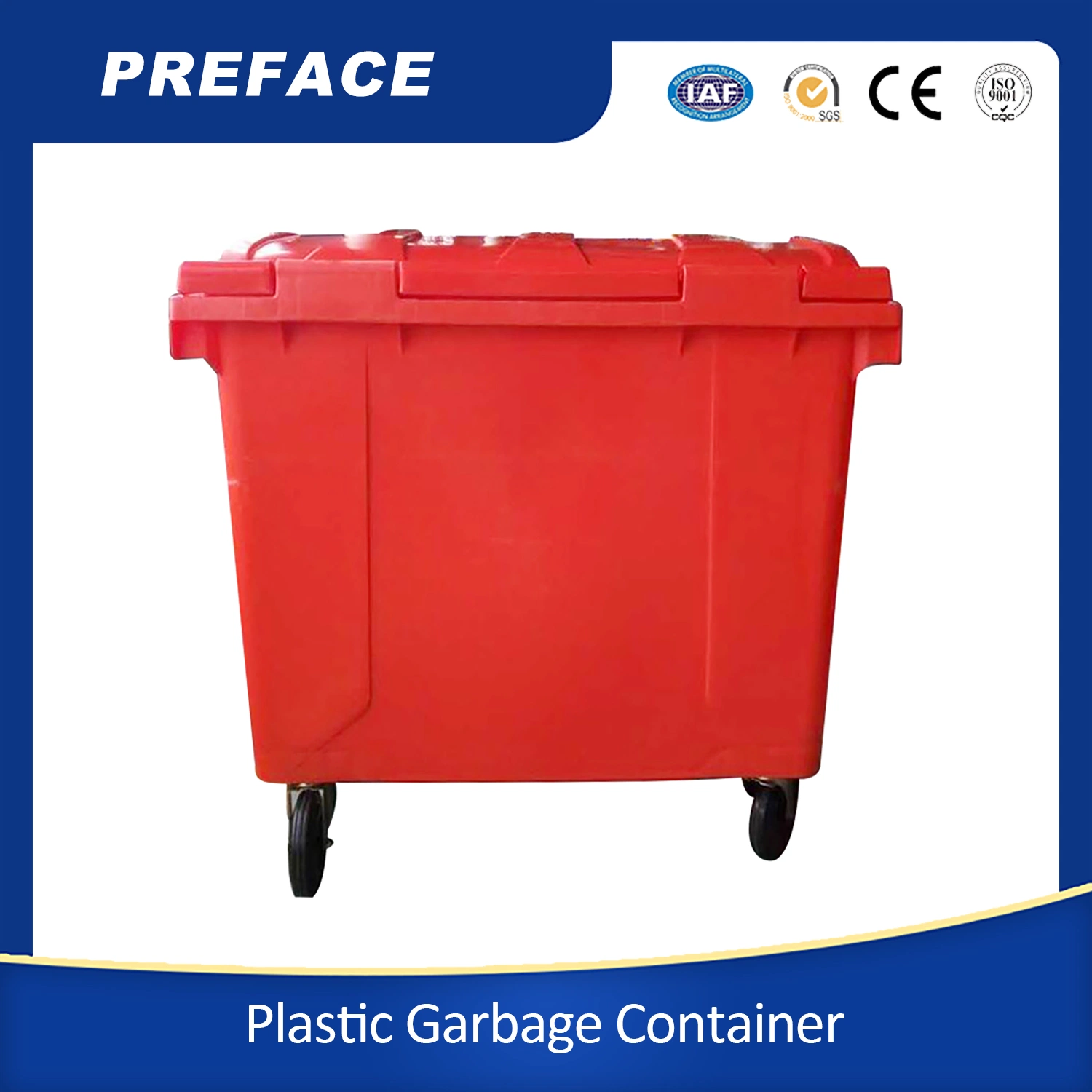 660L Large Green Color Windy Environment Heavy Duty Plastic Garbage Bin with En 840 Certificate