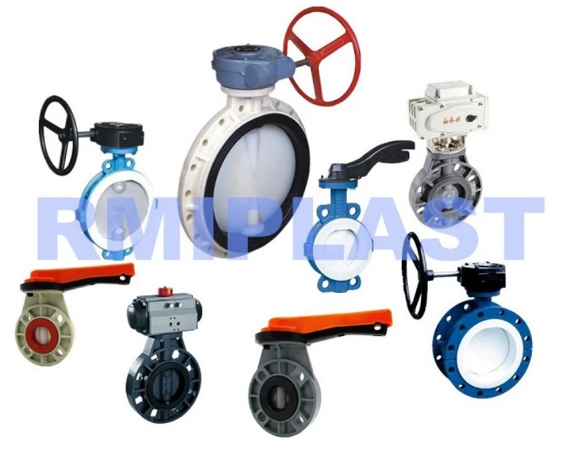 Butterfly Valve of Manual Handle by ANSI Cl150 DIN Pn10 ASTM JIS 10K PVDF PP Pph Wafer Handle Wheel Type Plastic Pipe Valves Industrial Valve