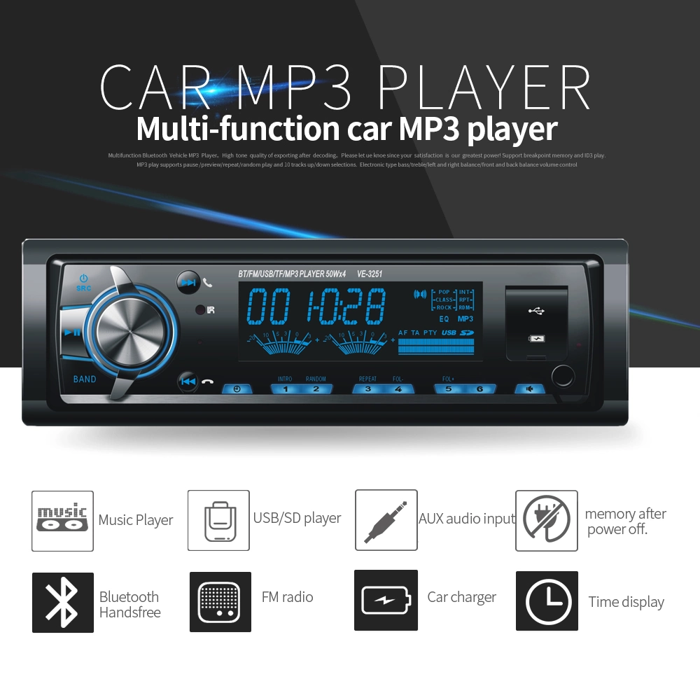 Car Bluetooth Stereo Audio FM Radio USB SD MP3 Player with LCD Display