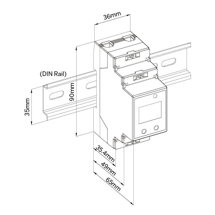 PMC-220 en carril DIN de 35mm a la Clase 0.5 Monofásico Self-Powered Medidor Multifunción para la medición de potencia con RS-485 Modbus RTU