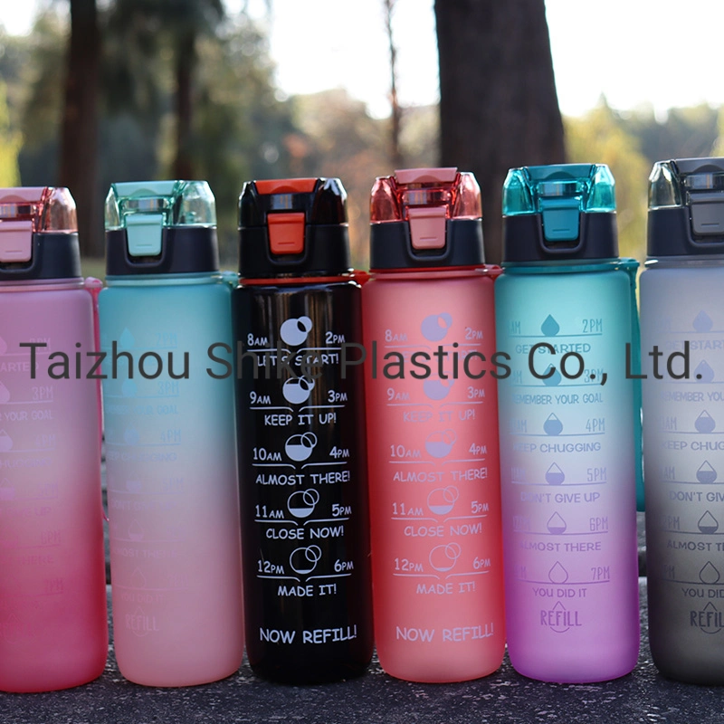 1000ml Motivational Tritan Water Bottle with Time Stamp Marker - Hourly Hydration Measurement with Leakproof Lid