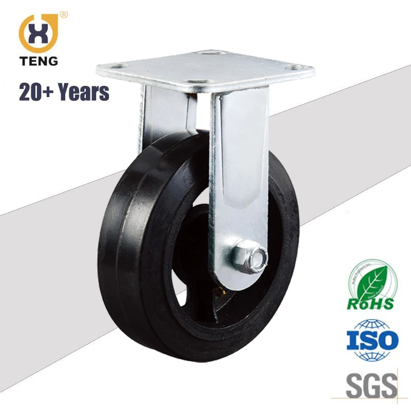 Factory Industry Heavy Duty 8 Inch Rigid Fixed Top Plate TPE Castor Wheel Caster