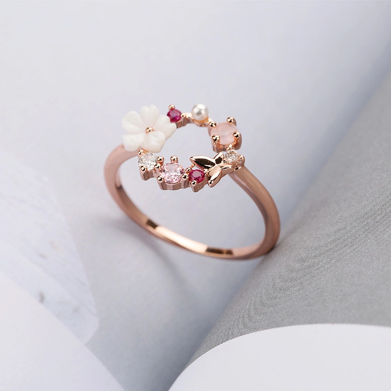 Rose Gold-Tone Flower Unique Ring Esg11643