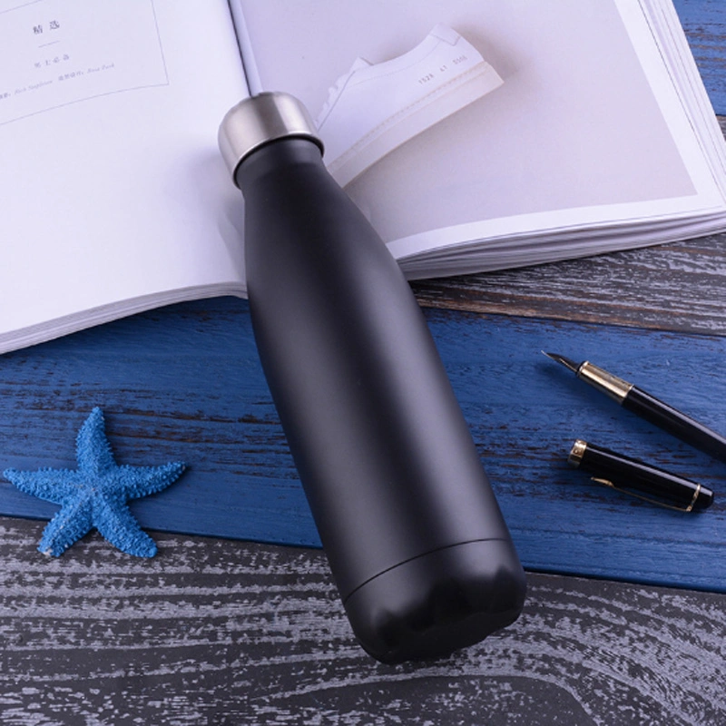 Matte Black 500ml Cola Shaped Flasks Thermos Vacuum Water Bottle