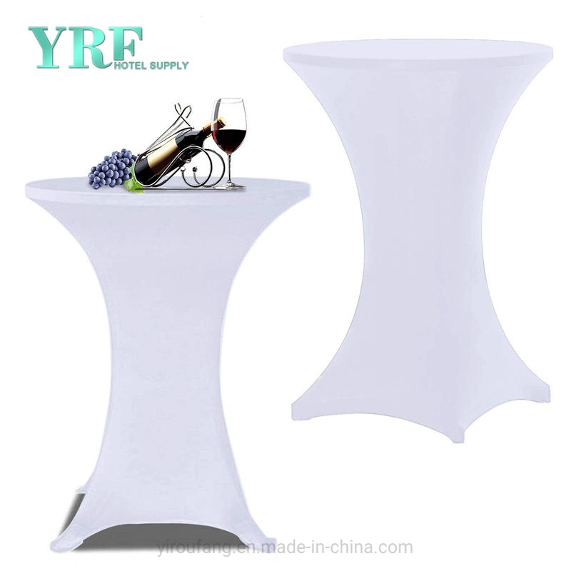 Cocktail Spandex Round Table Fitted Cover White 30X42 Inch Four-Way Tight for Weddings Banquets