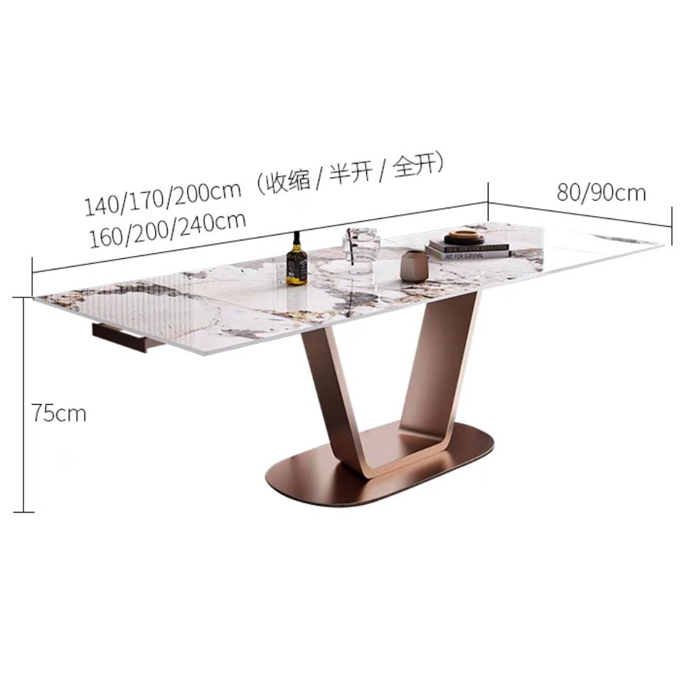 Modern Southeast Asia Design Extendable Dining Table Slate Top Furniture Kitchen Set Dining Room Furniture MDF Top Effect Paper Dining Table