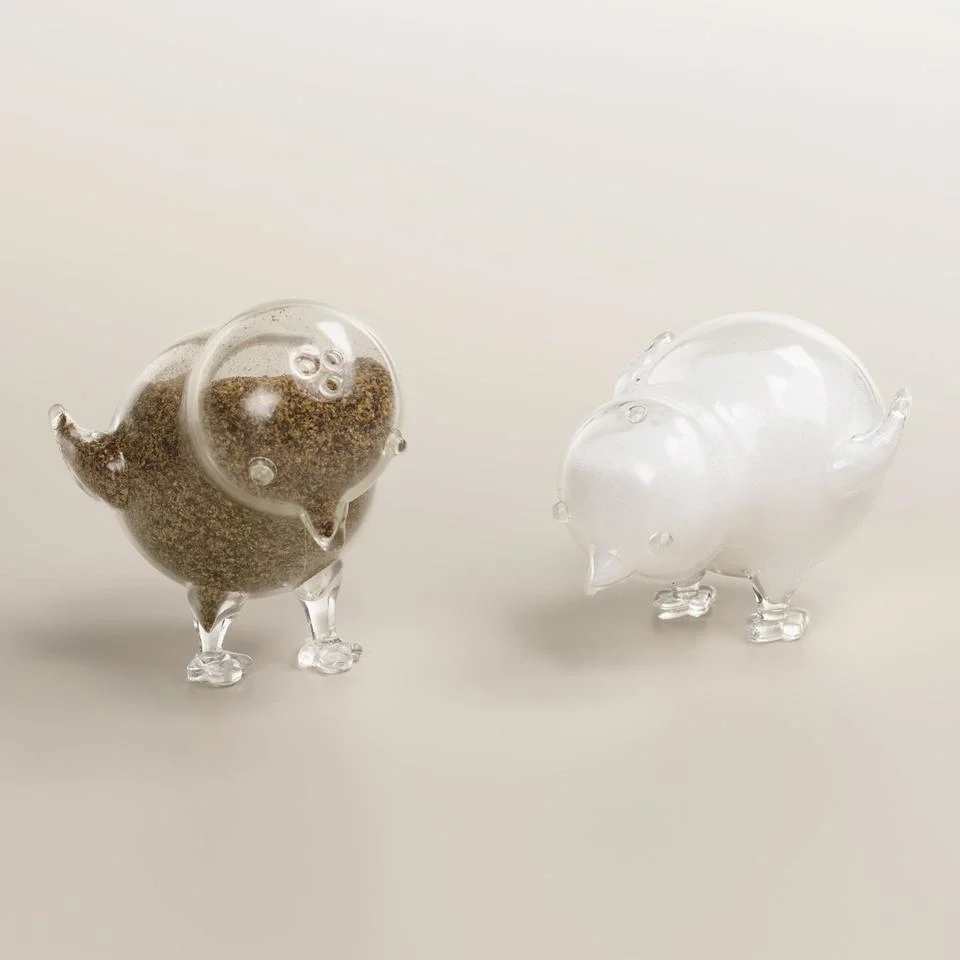 Animal Pig Decoration Glass Spice Jars Salt and Pepper Shakers for Sale