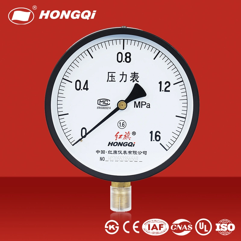 Manómetro mecánico de aire/gas/aceite/agua Hongqi ® 0-1,6MPa