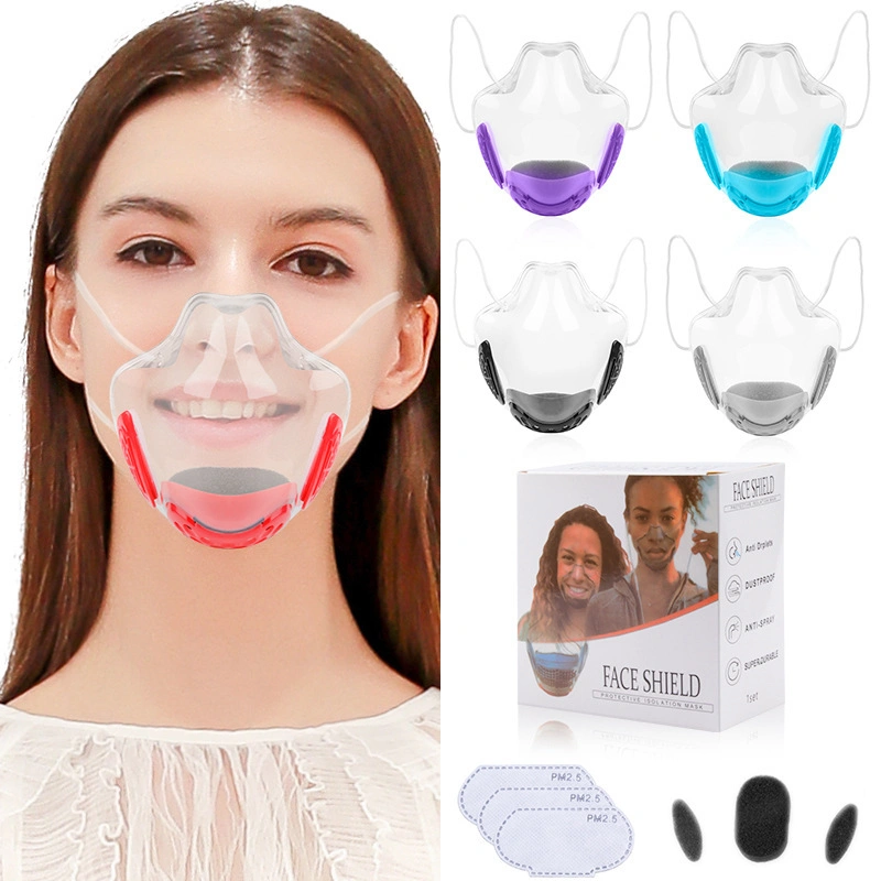 Labio Maskes lavable lenguaje transparente resistente a la niebla PC Splash aislamiento Ultra Clear protector facial rostro Maskes