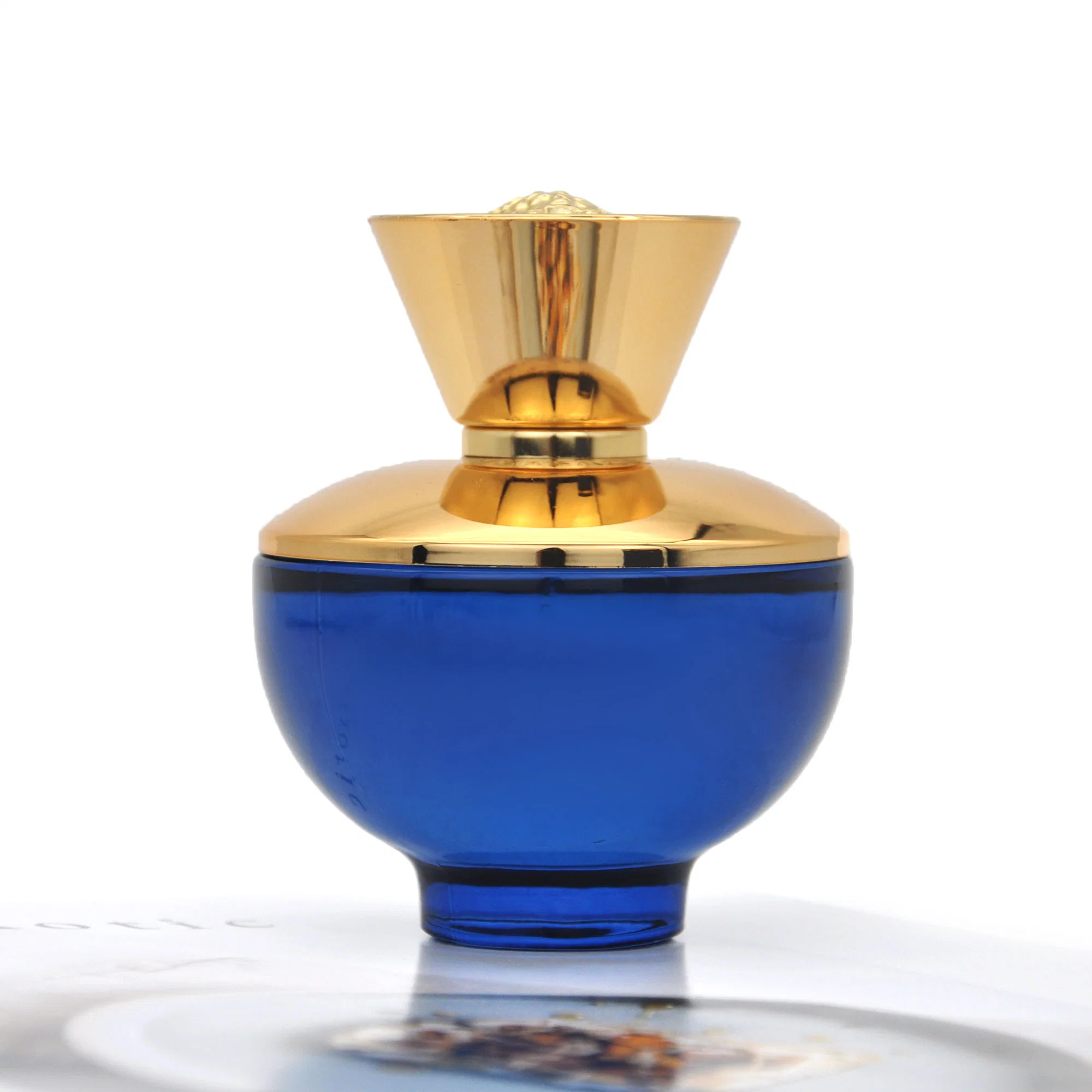 Luxury Magic Lamp Gold Plated Metal Alloy Cap Vitage Fashion Blue Glass Perfume Bottle Skin Care Essential Oil Glass Spray Bottle