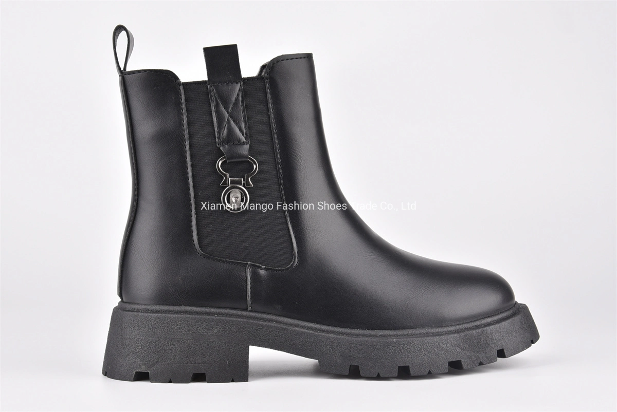 Hembra enano Martin botas botas botas de cuero negro PU Refuerzo superior Inicio Mujer Casual Botines