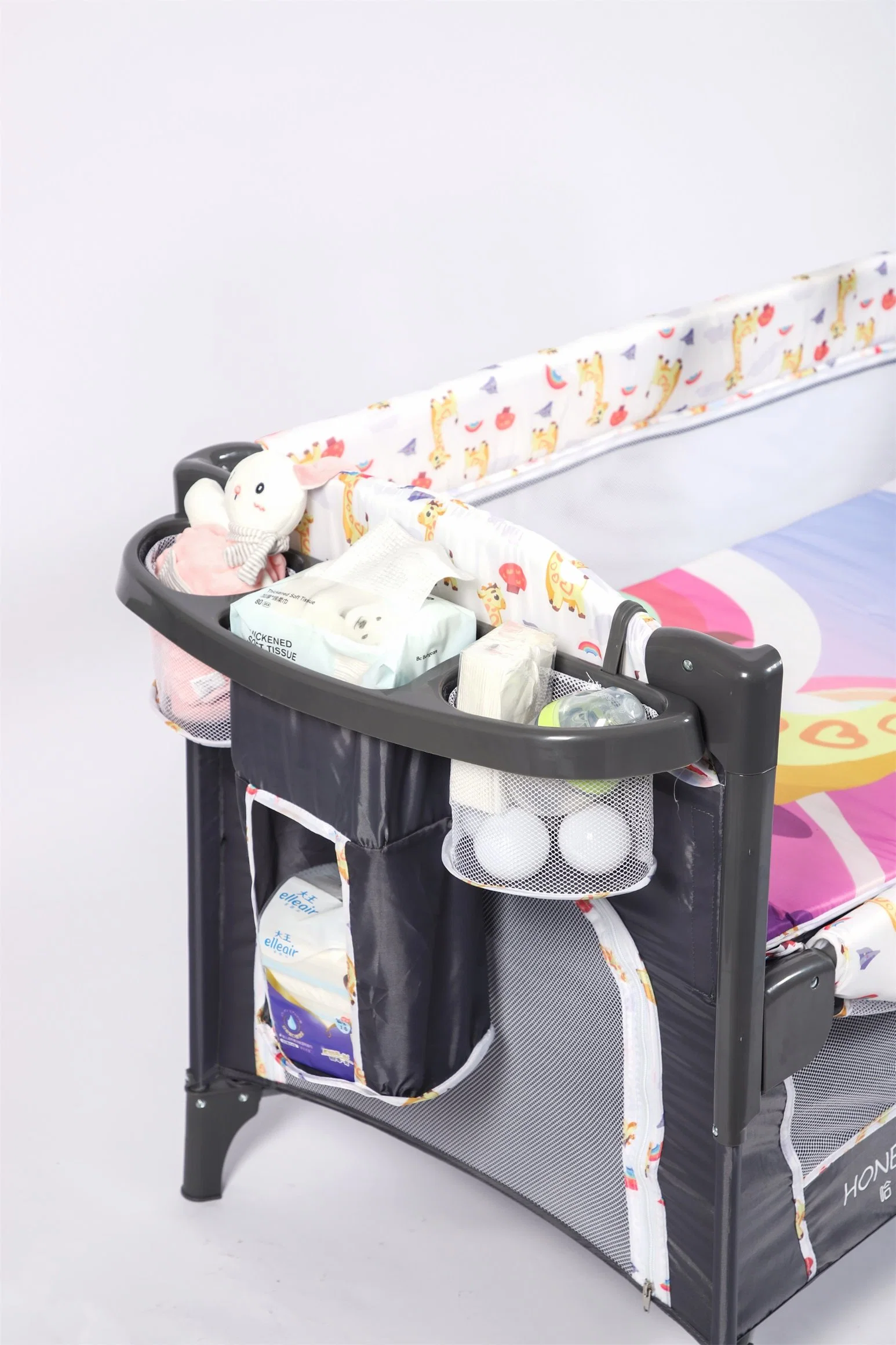 Baby Foldable Baby Crib Bed with Toy Bar OEM